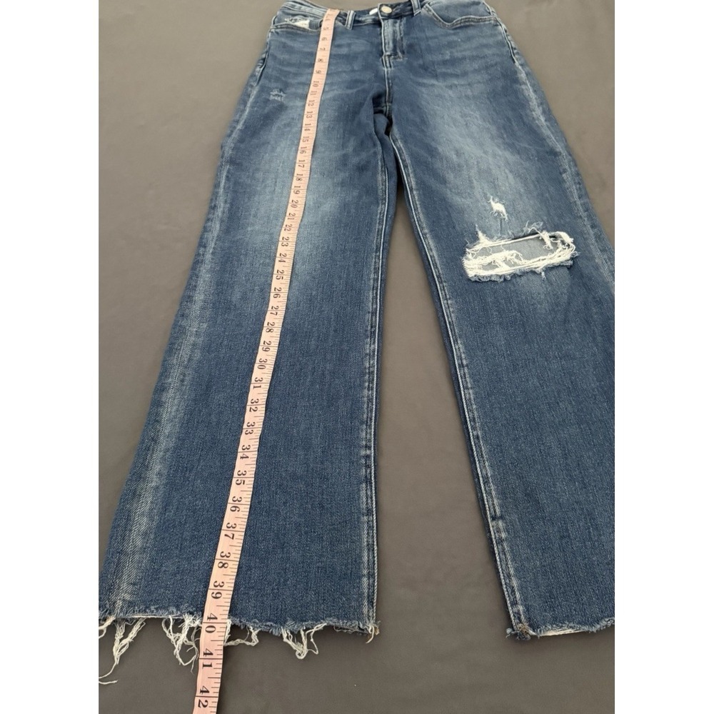 Vervet Blue Jeans Womens Size 26 Distressed Wide Leg Raw Hem Medium Wash Denim - Picture 6 of 12